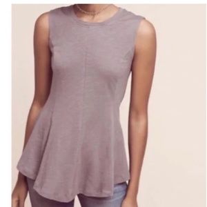Anthropologie eri + ali Grey Evie Peplum Tank Top 100% Cotton Size M